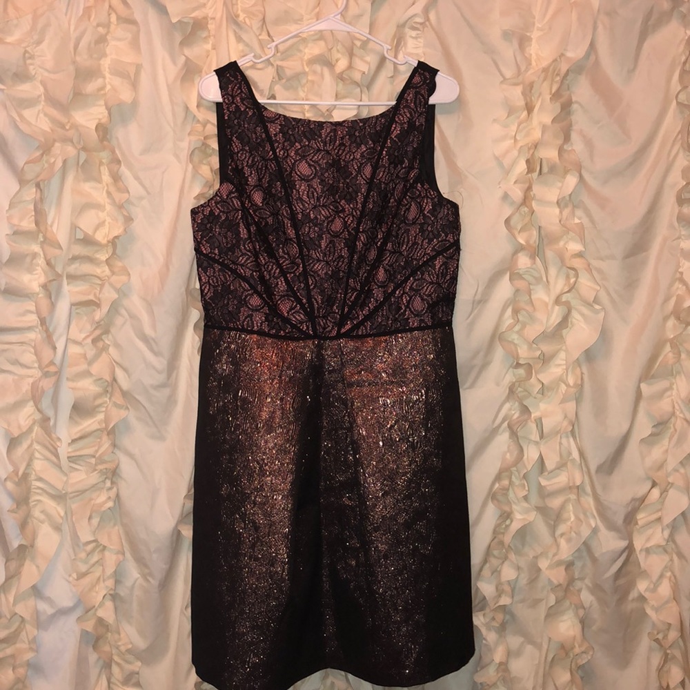 Adrianna Papell Metallic Pink Dress Size 12 NWT